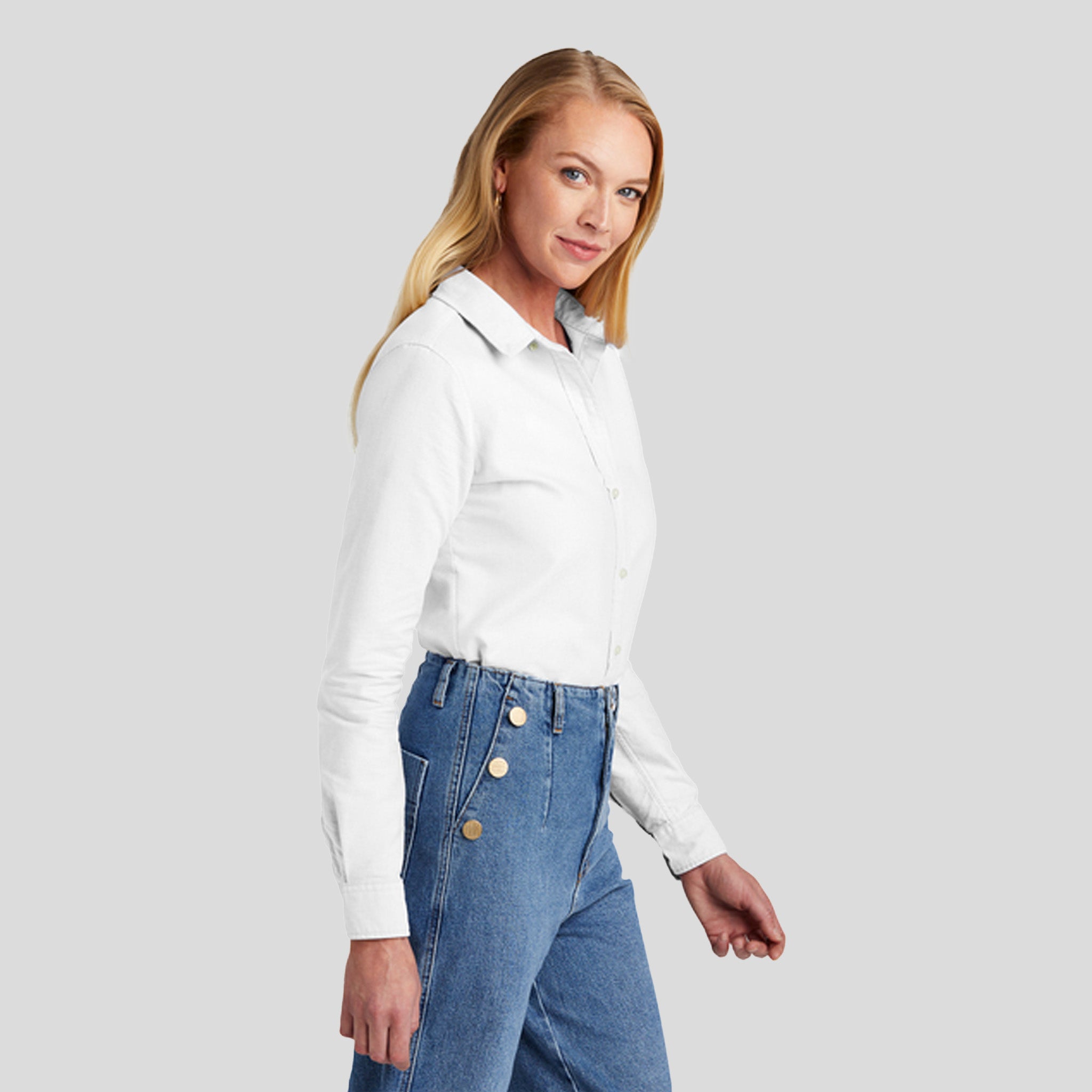 Womenβs Casual Oxford Cloth Shirt | White