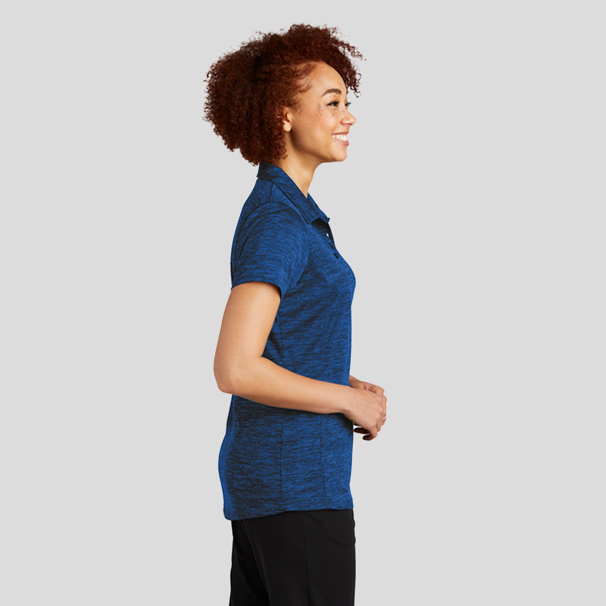 Women's PosiChargeยฎ Electric Heather Polo | Dark Royal-Black Electric