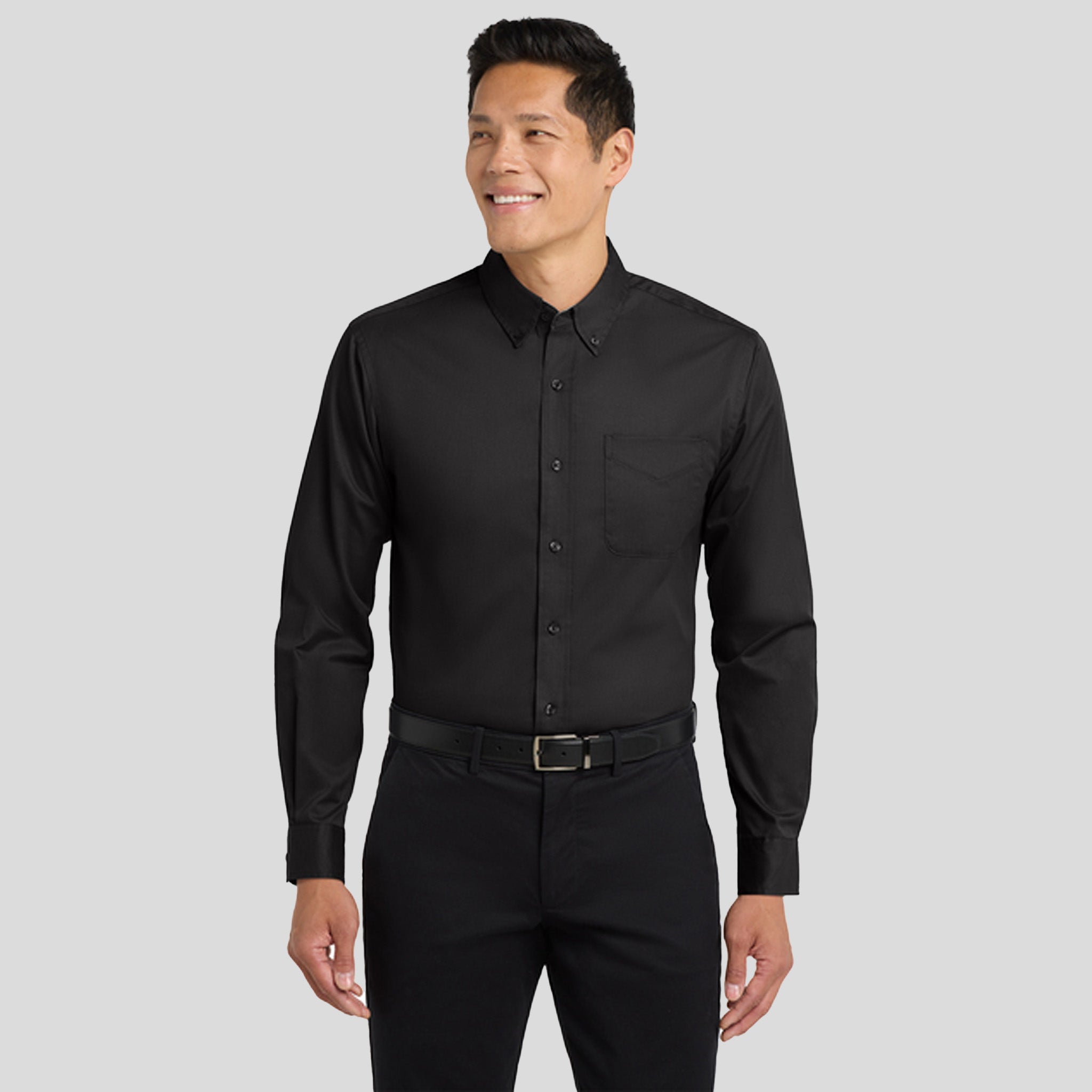 Long Sleeve Easy Care Shirt | Black/Light Stone