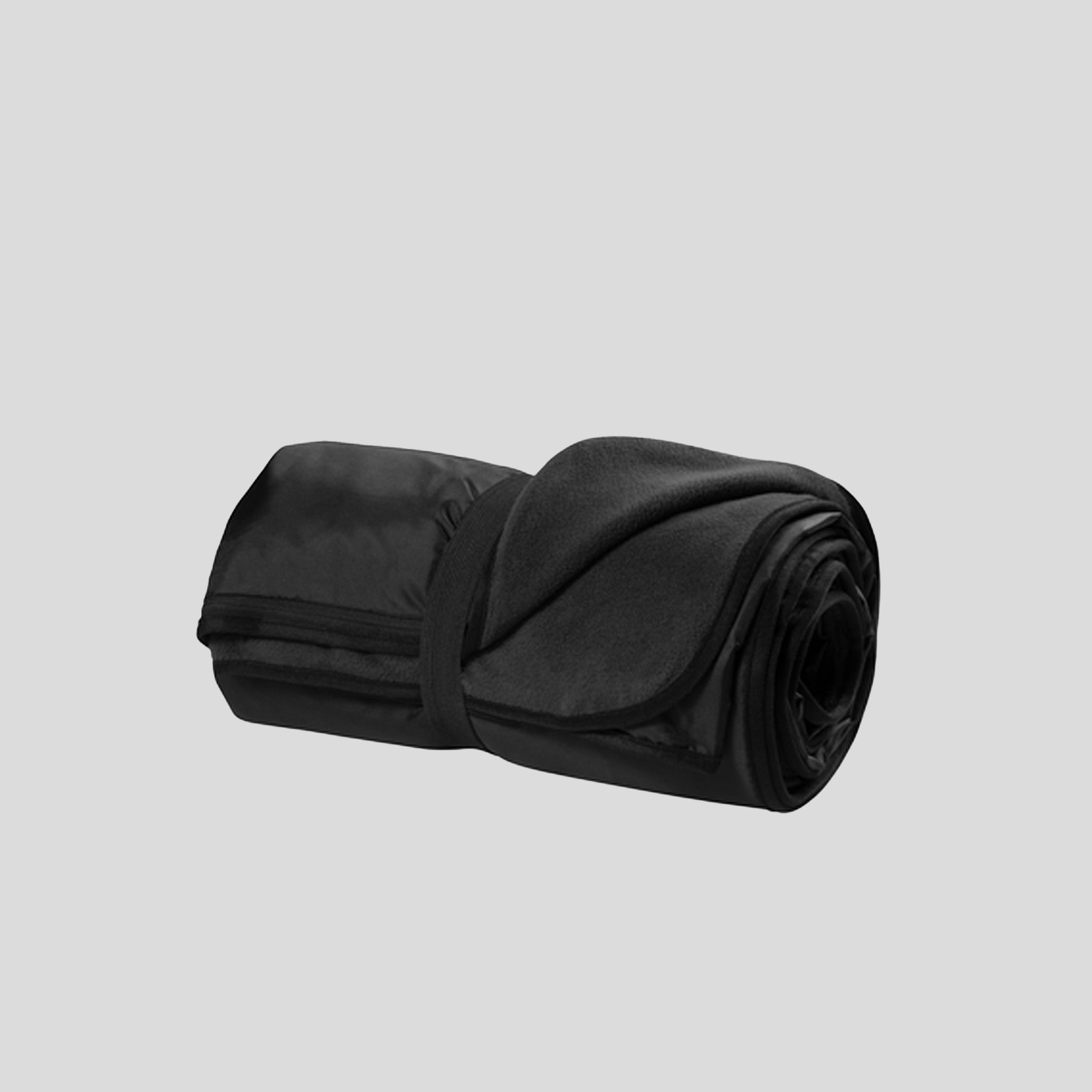 Fleece & Poly Travel Blanket | Black/Black